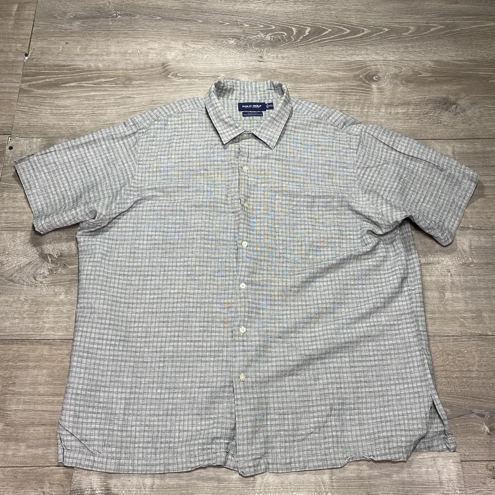 Polo Golf Ralph Lauren‎ Shirt Mens 2XL 100% Linen Cotton Clayton Casual
